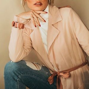 Missguided x Carli Bybel Maxi Duster Coat Rose